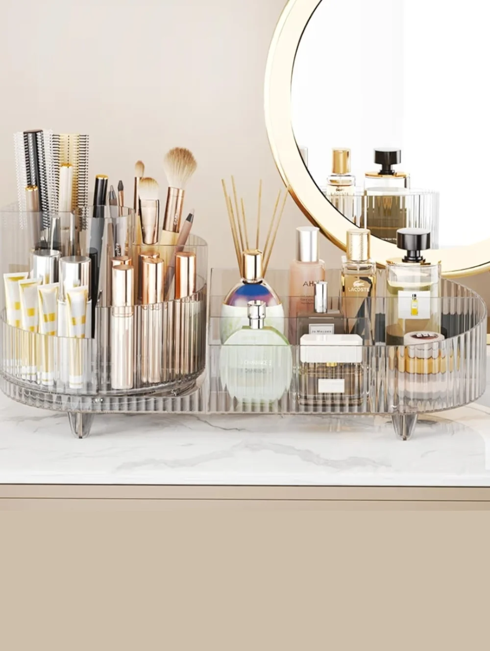 Comfy Room NWT Rotating Makeup Organizer w/Brush Holder In Clear Countertop